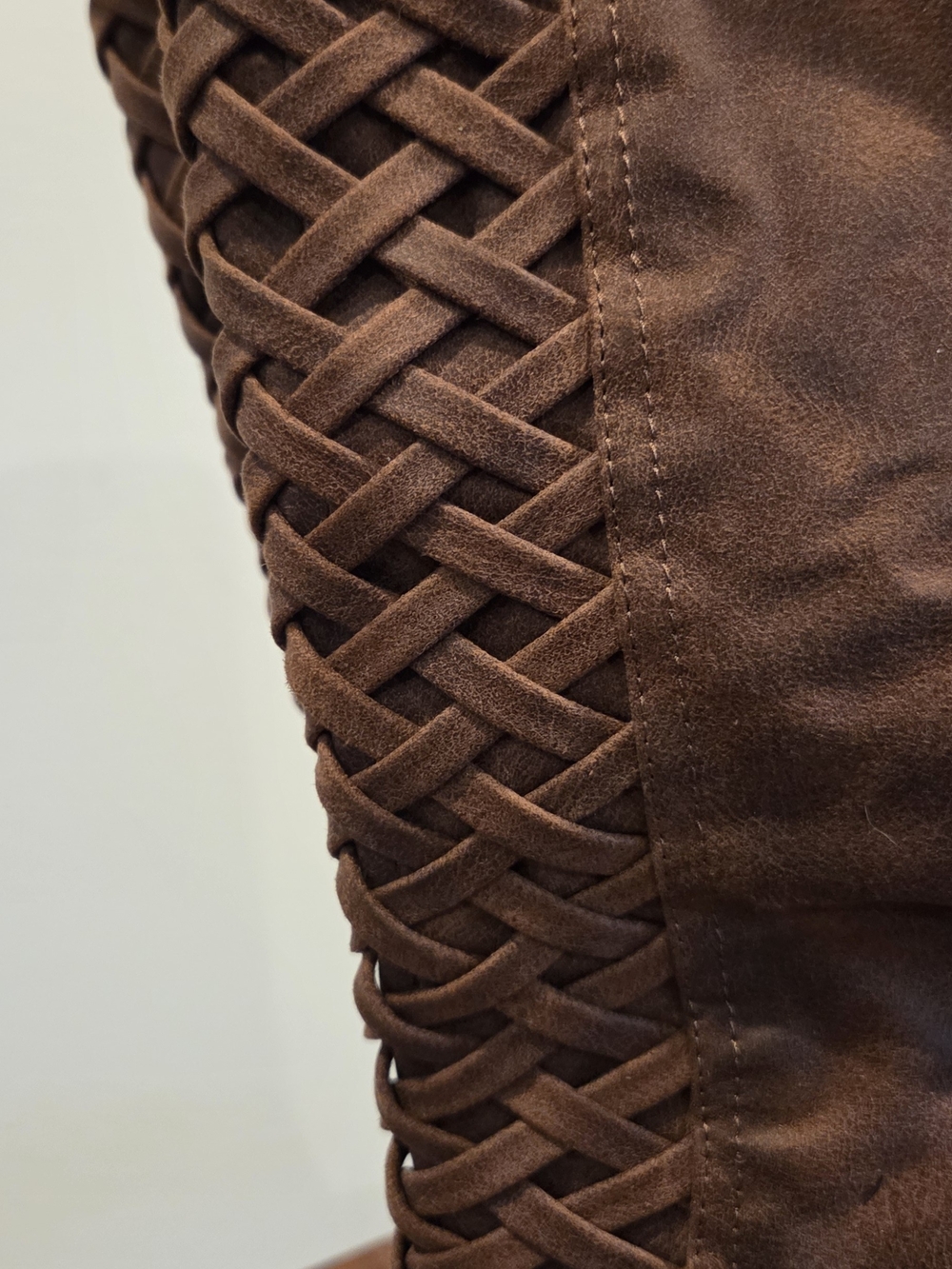 Fergalicious Brown Over-the-Knee Woven-Back Block Heel Boots - Picture 4 of 7